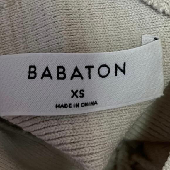 Aritzia Babaton Sculpt Beige Ribbed Knit Criss Cross Sleeveless Crop Tank Top XS - Picture 7 of 10